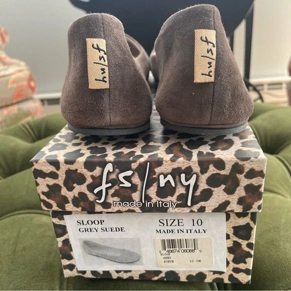 NEW w/box French Sole Sloop Ballet Flat in Grey Suede - Picture 2 of 5